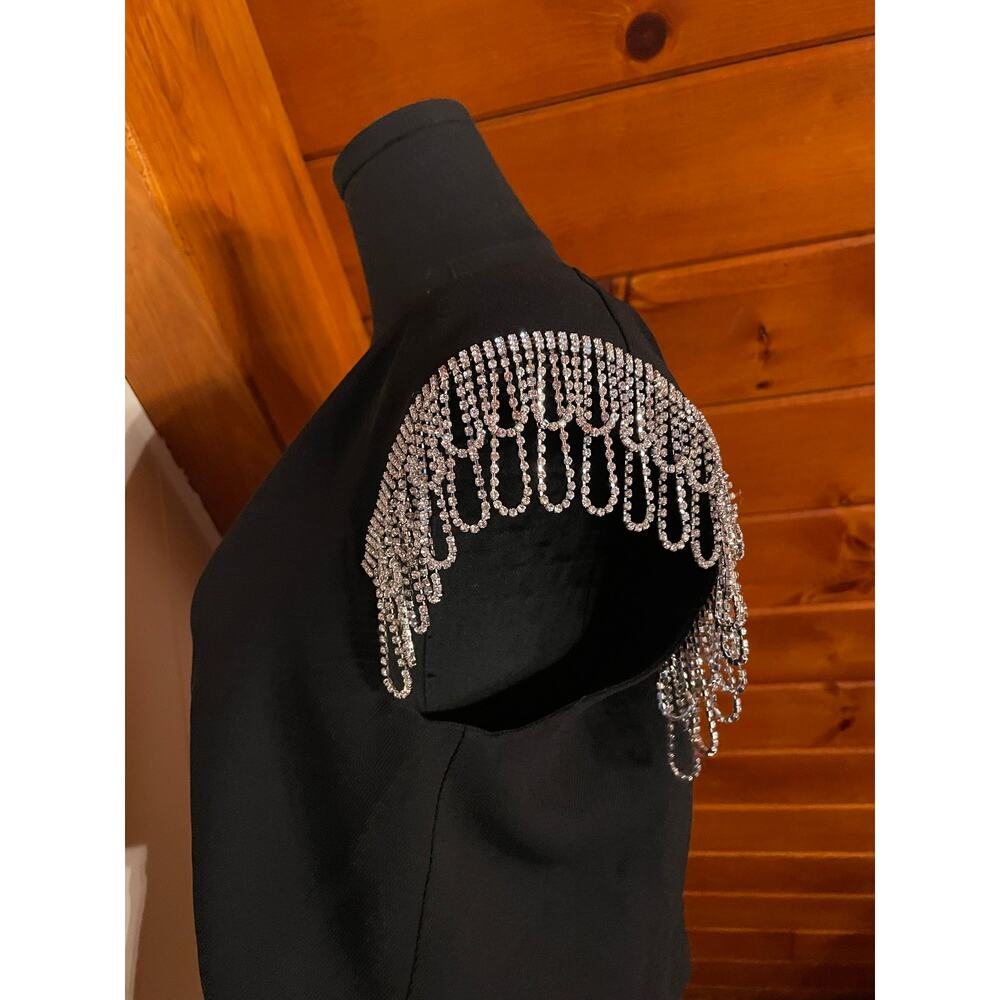 H&M Studio 2022 Black Cutout Mini Dress with Rhinestone Embellishments sz S - Picture 9 of 12
